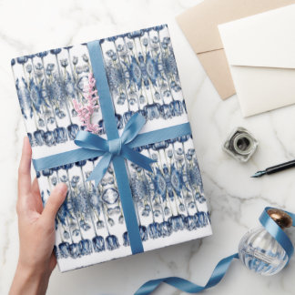 Papel De Presente Tulipas no Azul Delft