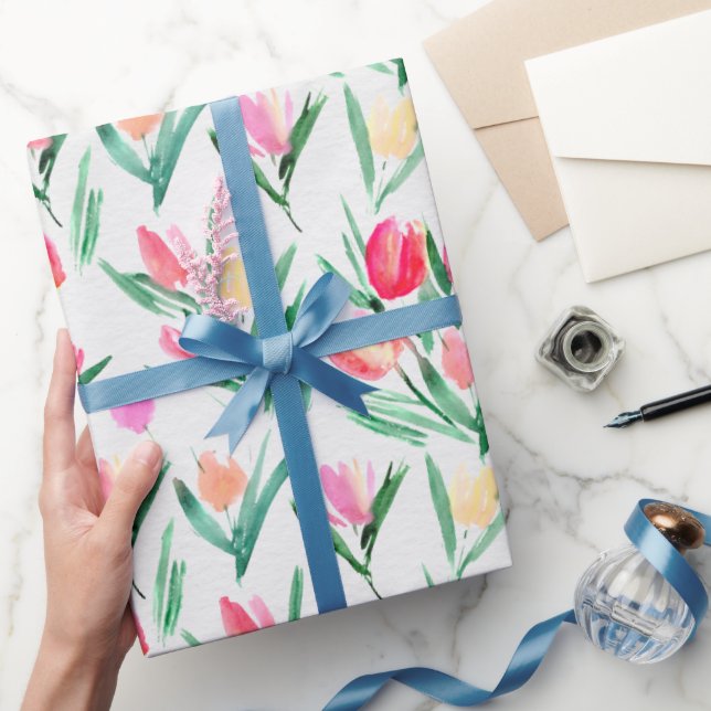 Papel De Presente Tulipas para o papel de enrolamento dos enroladore (Presentear)