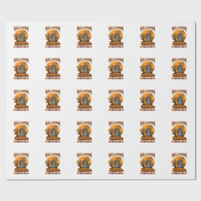 Papel De Presente Túmulo de Halloween para Doce ou Travessura Mãos d (Aberto)