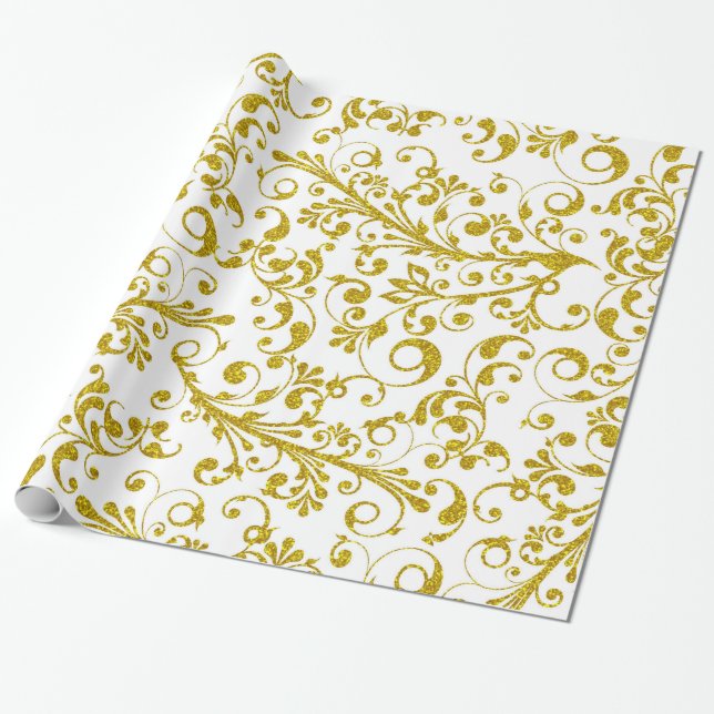 Papel De Presente Turfeiras de ouro elegantes (Desenrolado)