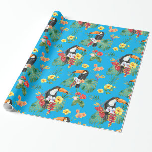 Papel De Presente Turiano tropical e flores