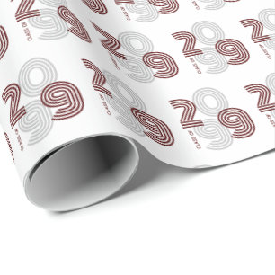Papel De Presente Turma de Números Grandes Retro Marrom