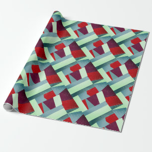 Papel De Presente Turquesa Abstrato de Cinza Vermelha Elegante