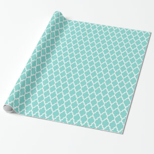 Papel De Presente Turquesa Aqua What Quatrefoil Marroquino Padrão #