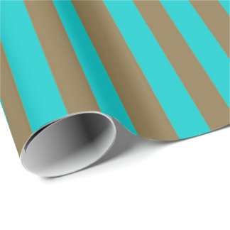 Papel De Presente Turquesa Azul e Faixa Dourada