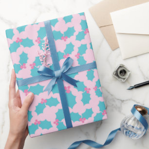 Papel De Presente Turquesa Bonita e Mistura de Natal Cor-de-Rosa