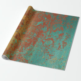 Papel De Presente Turquesa de Cobre Textura Castanho Azul Laranja