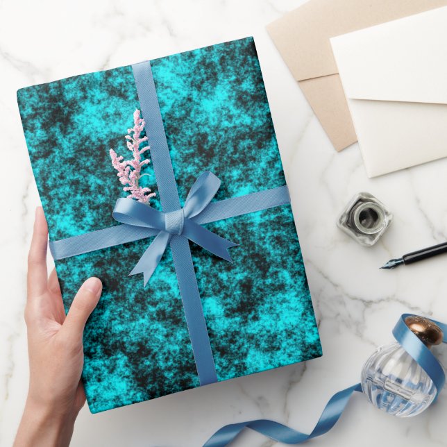 Papel De Presente Turquesa de Luxo & Mármore Preto (Presentear)