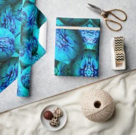 Papel De Presente Turquesa e esferas azuis em ótica 3D