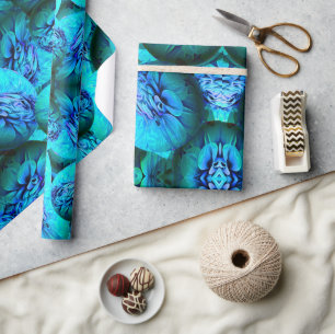 Papel De Presente Turquesa e esferas azuis em ótica 3D