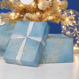 Papel De Presente Turquesa Gliteira Azul-Azul-Turquesa Dourada