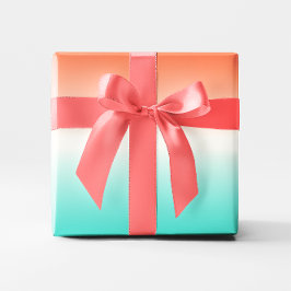Papel De Presente Turquesa Ombre Branco Coral