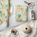 Papel De Presente Turquesa Tangerina Abstrato Floral<br><div class="desc">Turquesa Tangerine - Joia Abstrata</div>