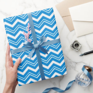 Papel De Presente Turquesa vibrante e ziguezags brancos