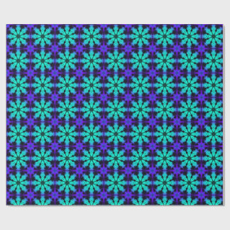 Papel De Presente Turquoise and blue Kaleidoscope Fractal Pattern