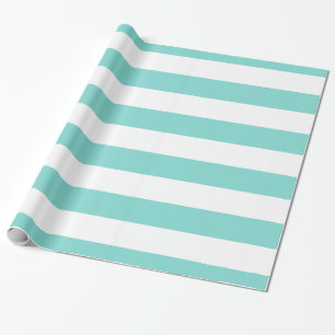 Papel De Presente Turquoise Aqua, White XL Stripes Patterno