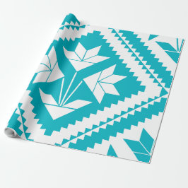 Papel De Presente Turquoise Floral Quilt Wrapping Paper