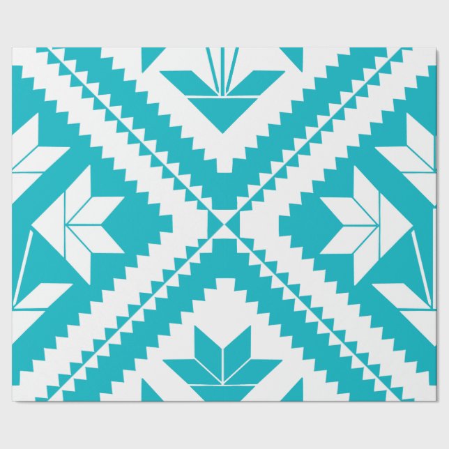 Papel De Presente Turquoise Floral Quilt Wrapping Paper (Barra)