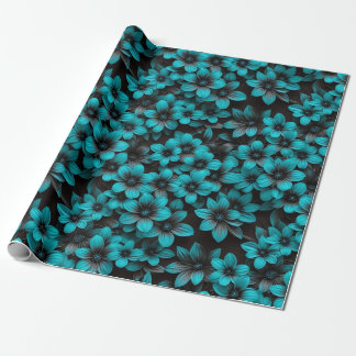 Papel De Presente Turquoise Flowers Wrapping Paper