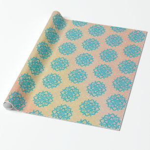 Papel De Presente Turquoise Glitter Mandala