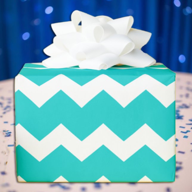 Papel De Presente Turquoise Teal Chevron (Criador carregado)
