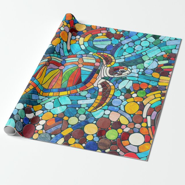 Papel De Presente Turtle Colorful mosaico art (Desenrolado)