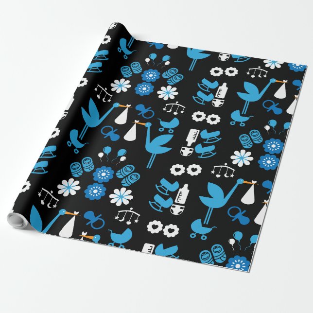 Papel De Presente Twin Boy Stalk Delivery Blue (Desenrolado)