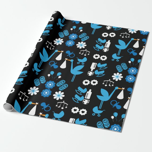 Papel De Presente Twin Boy Stalk Delivery Blue (Desenrolado)