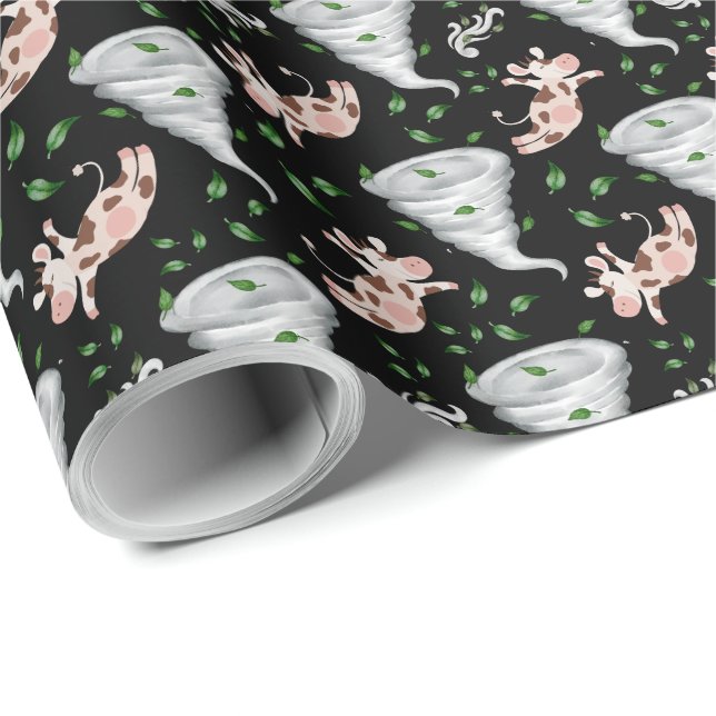 Papel De Presente Twisters Tornado Gift Wrapping Paper - Black (Ponta do rolo)