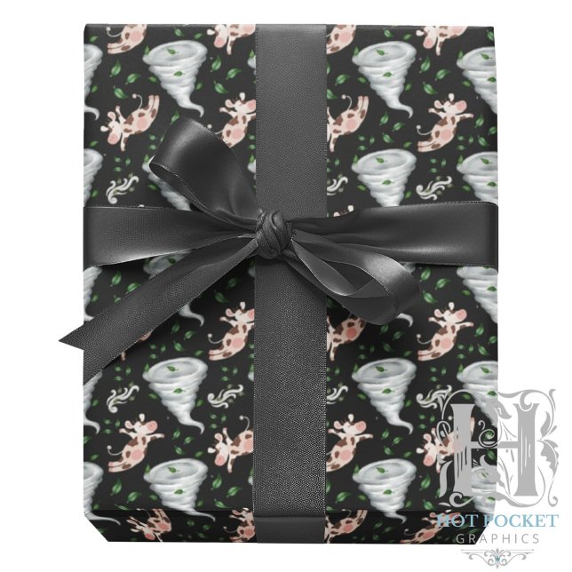 Papel De Presente Twisters Tornado Gift Wrapping Paper - Black (Criador carregado)