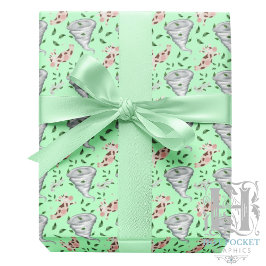 Papel De Presente Twisters Tornado Gift Wrapping Paper - Green