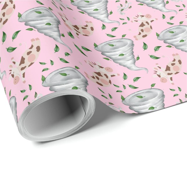 Papel De Presente Twisters Tornado Gift Wrapping Paper - Pink (Ponta do rolo)