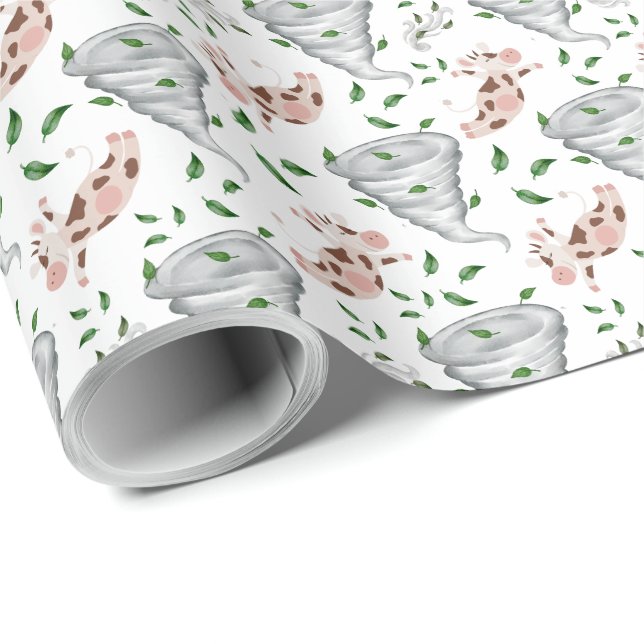 Papel De Presente Twisters Tornado Gift Wrapping Paper - White (Ponta do rolo)