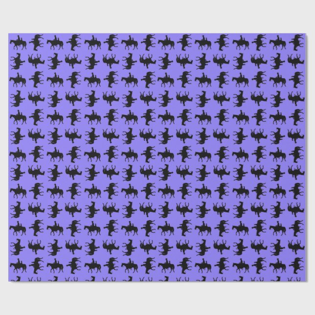 Papel De Presente Two Cowboys on Horseback Silhouettes - Periwinkle  (Aberto)