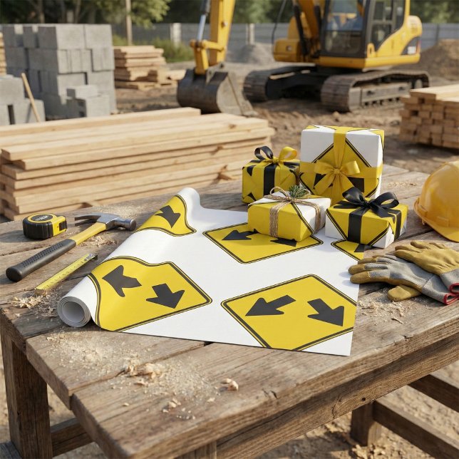 Papel De Presente Two Downward Arrows Warning Road Sign (Criador carregado)