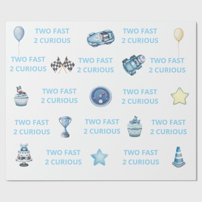Papel De Presente Two Fast 2 Curious Race Car Wrapping Paper (Aberto)