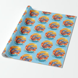 Papel De Presente Two jumping cartoon dolphin