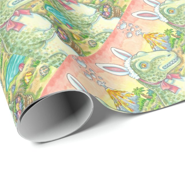 PAPEL DE PRESENTE TYRANNOSAURUS T REX, PAPEL DE EMBALAGEM DE PÁSCOA  (Ponta do rolo)