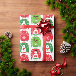 Papel De Presente Ugli Xmas Sweatters Polar Bear Snowman Rudolf Red