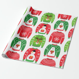 Papel De Presente Ugli Xmas Sweatters Polar Bear Snowman Rudolf Red
