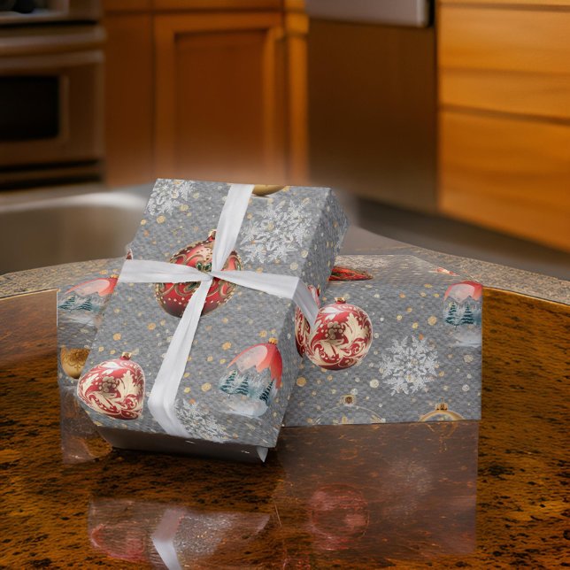 Papel De Presente Última Cinza de Aço com Bolsas de Árvore de Natal (Criador carregado)