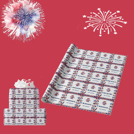 Papel De Presente Um americano 4 de julho Red White Blue Birthday
