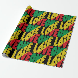Papel De Presente Um Amor Rasta Padrão Tipográfico Reggae