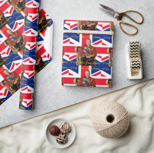 Papel De Presente Um aniversário muito britânico Rei Charles British