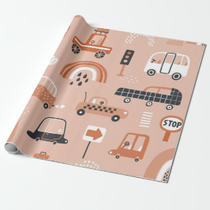 Papel De Presente Um bom padrão sem costura com carros de brinquedo