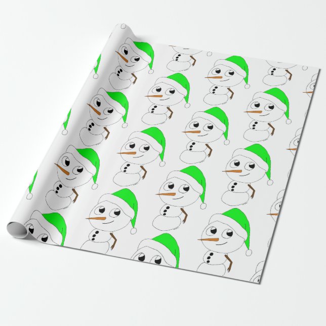 Papel De Presente um boneco de neve chibi (Desenrolado)
