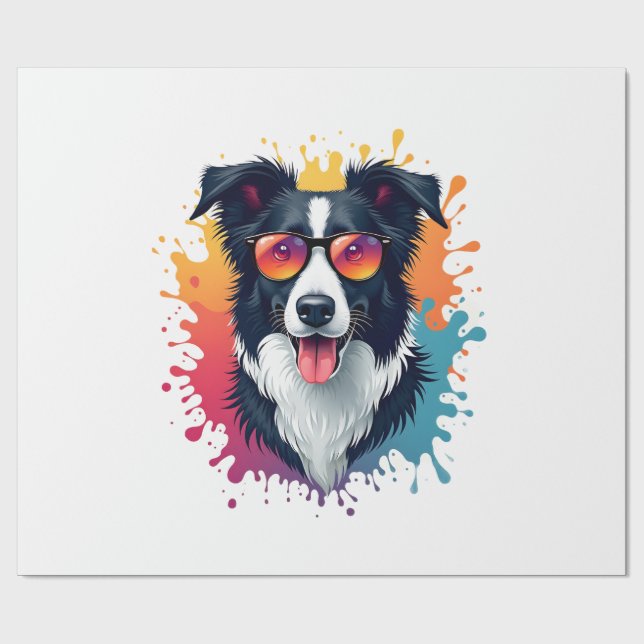 Papel De Presente Um cachorro fofo Border Collie [RB#10009]  (Aberto)
