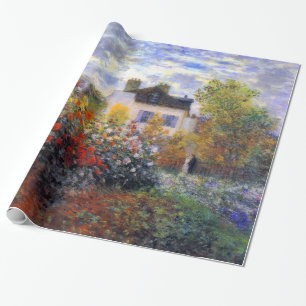 Papel De Presente Um canto do jardim com dálias Claude Monet