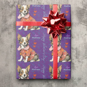 Papel De Presente Um Chihuahua fofo num cartão de Dia de os namorado