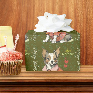 Papel De Presente Um Chihuahua fofo num cartão de Dia de os namorado